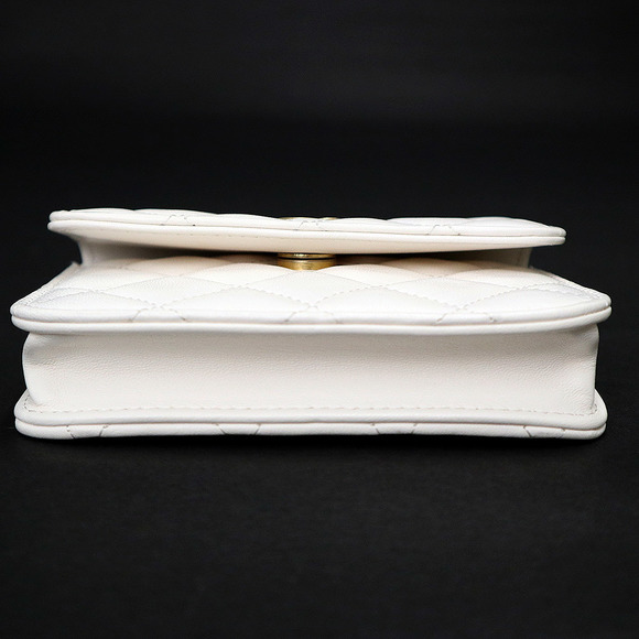 Chanel Coin Purse Chain Wallet Clutch Bag Matelasse Lambskin White - Picture 7 of 12